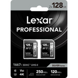 Kit 2x Cartão Memória Lexar Professional 128gb Sdxc 1667x Nf