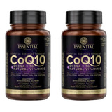 Kit 2x Coq10 Essential Nutrition - Coenzima Q10 60 Caps Cada Sabor Sem Sabor