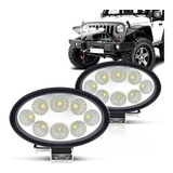 Kit 2x Farol Milha 8 Led 24w 12v 24v Oval Off Road Trator 