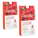 Kit 2x Folhas Prontas Corporais C/ 20 Uni. Morango Depiflax
