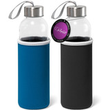 Kit 2x Garrafa De Vidro 520 Ml Soft Topget Azul E Preto