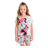 Kit 2x Pijama Infantil Menina Verão Personagens Algodão