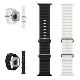 Kit 2x Pulseiras Oceano Silicone Smart Watch Preto - Branco