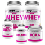Kit 2x Whey 900g + Cafeina + Colageno Em Pó + Bcaa Em Pó