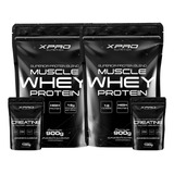 Kit 2x Whey Protein Muscle Whey 900g+2x Creatina 100g - Xpro