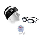 Kit 3/1 Speedo Swim 3.0 Natação Tampão Touca Óculos 509173