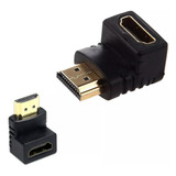 Kit 3 Adaptador Curva Hdmi Em L 90 Graus Macho X Femea Tv