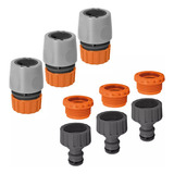 Kit 3 Adaptador Fêmea Torneira + 3 Engate Rápido Mangueira Cor Cinza