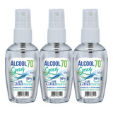 Kit 3 Álcool Líquido 70%  Bolso 60ml Higiene Mãos Perfumado
