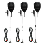 Kit 3 Antena T106 Com Ptt Mike P/ Rádio Comunicador Uv-16