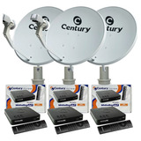 Kit 3 Antenas Parabólicas Ku Century 60cm Midiabox Lnbf