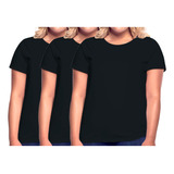 Kit 3 Baby Looks Plus Camiseta Feminina Algodão