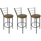 Kit 3 Banco Banquetas Baixa 50cm Marrom Encosto Bistro Mesa