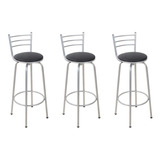 Kit 3 Bancos Banqueta Assento Giratório Metalnew 75cm Balcão