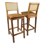 Kit 3 Banquetas De Madeira E Palinha Baixa 60cm Ate Assento