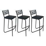 Kit 3 Banquetas Modernas Altas Quadradas Bar Balcão Gourmet