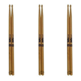 Kit 3 Baquetas 5b Spanking Profire Ponta De Madeira Natural