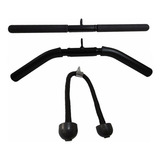 Kit 3 Barra Puxador Triceps Pulley Reto Giro Curvo Corda