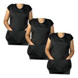 Kit 3 Bata Avental Uniforme Amarra Na Laretal Frente Costas