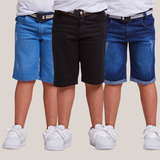 Kit 3 Bermuda Jeans Infantil Menino