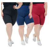 Kit 3 Bermuda Plus Size Grossa Fitness Suplex Academia