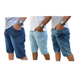 Kit 3 Bermudas Jeans Masculina Lycra Atacado Revenda Full