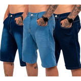 Kit 3 Bermudas Jeans Masculina Lycra