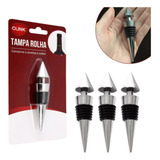 Kit 3 Bicos Tampa Rolha Garrafas De Vinho Metálico Elegante