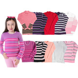 Kit 3 Blusas De Lã Infantil Juvenil Feminina Inverno Tricot 