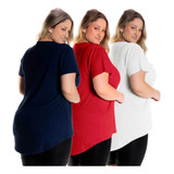 Kit 3 Blusas Femininas Plus Size