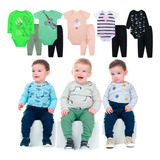 Kit 3 Body + 3 Calças + 3 Babador Roupinhas De Bebê Sortidas