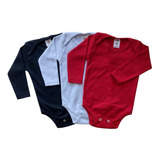 Kit 3 Body Bebê Suedine Liso Longo 100% Algodão
