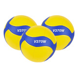 Kit 3 Bola Vôlei De Quadra Mikasa Costurada V370w Oficial