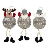 Kit 3 Bonecos Natalino Pendente Arvore Porta Feltro 37,5cm