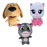 Kit 3 Bonecos Pelúcia My Talking Tom, Angela E Ben P/entrega