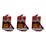 Kit 3 Botas Natalinas Luxo Decorativo Enfeite Natal Cor Vermelho