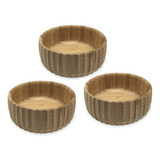 Kit 3 Bowls Canelados De Bambu Grande - Oikos Cor Marrom
