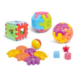 Kit 3 Brinquedos Infantil Bola Cubo