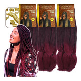 Kit 3 Cabelo Jumbo Super Jumbão Tranças African Beauty+anéis