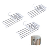 Kit 3 Cabide Dobrável Em Inox Organizador Retráteis 5 Calças