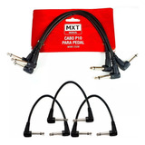 Kit 3 Cabo P10 Mono P/ Pedal Pedais Guitarra 25cm Angulado