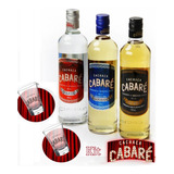 Kit 3 Cachaças Cabaré Prata + Ouro + Amburana 2 Copos Cabar