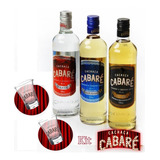 Kit 3 Cachaças Cabaré Prata + Ouro + Amburana 2 Copos Cabaré