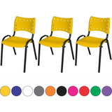 Kit 3 Cadeira Iso Comercial Igreja Escola Clinica Amarelo