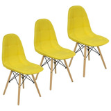 Kit 3 Cadeiras Charles Eames Botonê Eiffel Estofada Couro