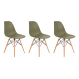 Kit 3 Cadeiras Charles Eames Wood Design Eiffel Colorida