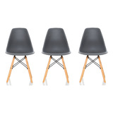 Kit 3 Cadeiras De Jantar Charles Eames Eiffel Dsw Escritório