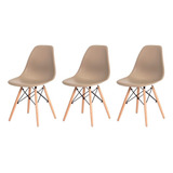 Kit 3 Cadeiras De Mesa Sala Jantar Charles Eiffel Eames Wood Cor Da Estrutura Da Cadeira Cadeira Para Mesa De Jantar Cozinha Com Encosto Charles Eames Eiffel Madeira Wood Nude
