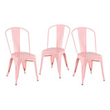Kit 3 Cadeiras Rosa Antigo Rosa Antigo