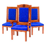 Kit 3 Cadeiras Sacerdote Padre Santíssimo De Madeira Maciça